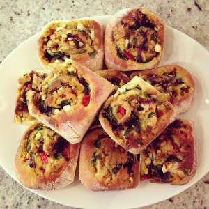 Pesto, Feta & Roasted Vegetable Chelsea Buns